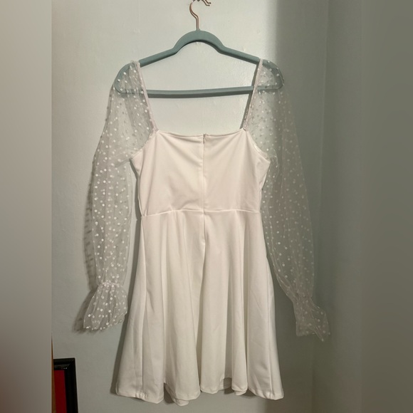 White Bubble Sleeve Dress - Picture 5 of 6